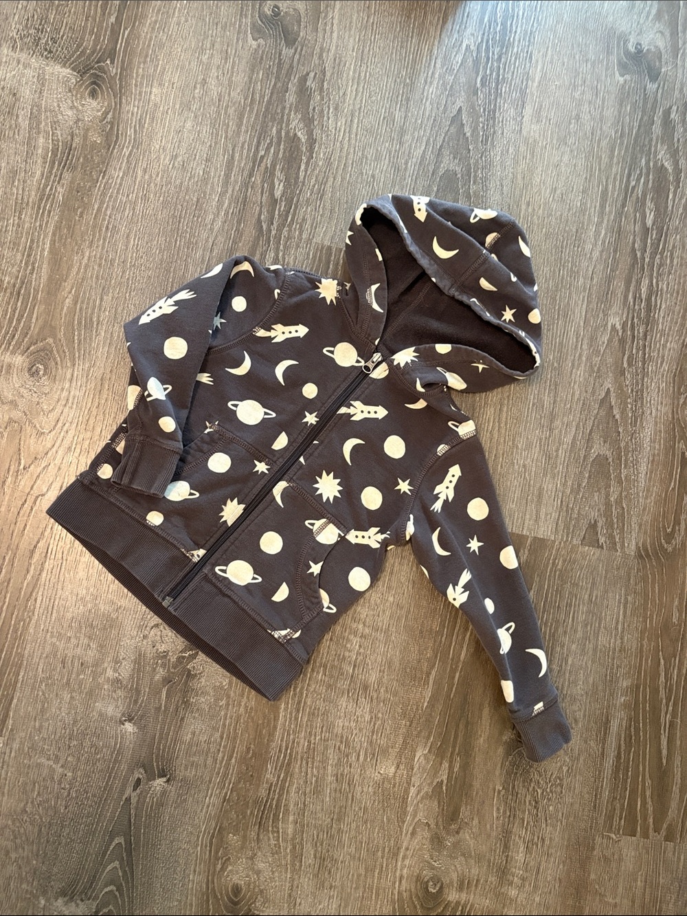 Kids Dark Gray Space-Print Zip Hoodie